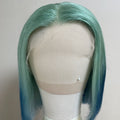 NHA Teal Cerulean Color Ombre Bob Lace Front Wig