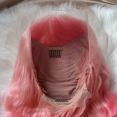 NHA Light Rose Pink Wavy Lace Front Wig