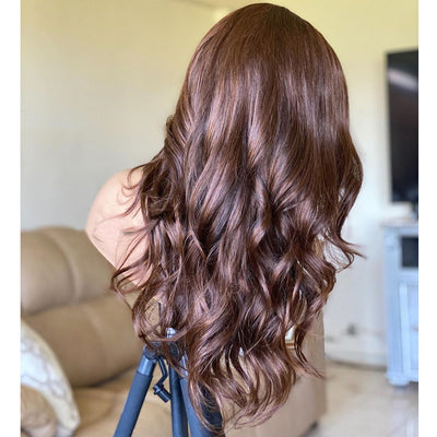 Long Style Natural Wave Brown Color Full Lace Wig