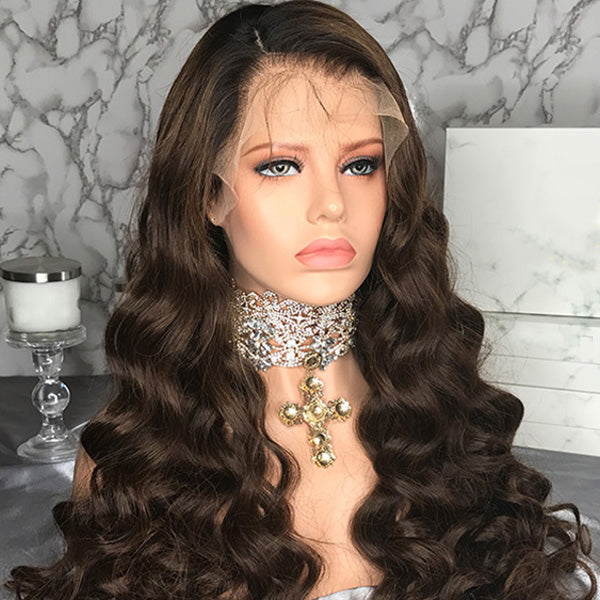 Long Style Loose Wave Brown Color Full Lace Wig