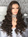 Long Style Loose Wave Brown Color Full Lace Wig