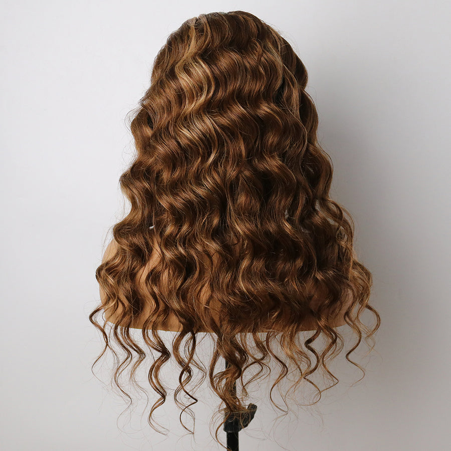 Loose Wavy Brown Clolor Highlight Lace Frontal Wig