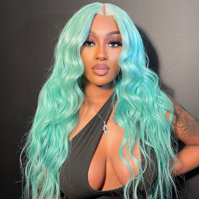 NHA Mint Green Wavy Lace Front Wig Shop Looks