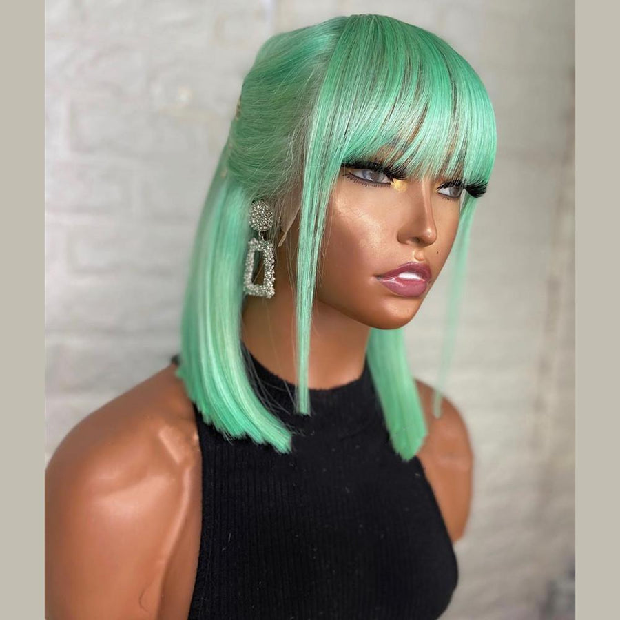 NHA Mint Green BOB Wig With Bang