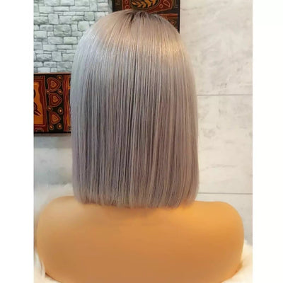 NHA 1B Grey Straight BOB Lace Front Wig