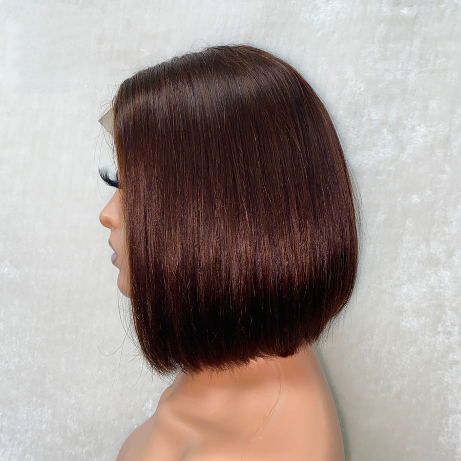 NHA 4x4 Lace Closure Wig #4 Brown Color Straight Bob Wig