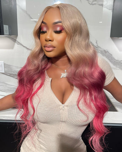 NHA Ashe Blonde Pink Wavy Lace Front Wig Shop Looks