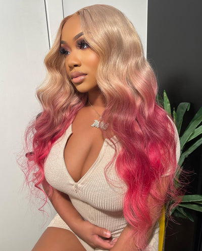 NHA Ashe Blonde Pink Wavy Lace Front Wig Shop Looks
