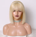 NHA Blonde Color Lace Front Wig Straight Bob With Bang