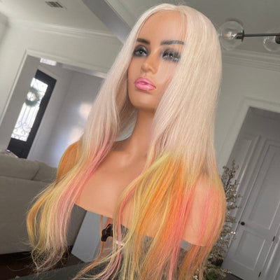 NHA Blonde Highlight Ombre Straight Lace Front Wig