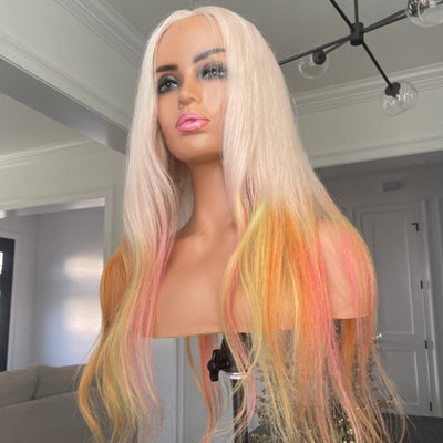 NHA Blonde Highlight Ombre Straight Lace Front Wig