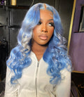 NHA Blue with White Wavy Lace Front Wig Shop Looks