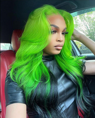 NHA Emerald Green Wavy Lace Front Wig