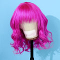 NHA Hot Pink Loose Wavy With Cute Bang Lace Front Wig