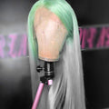 NHA Light Green Grey Ombre Lace Front Wig