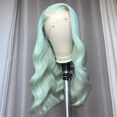 NHA Light Green Loose Wavy Lace Front Wig