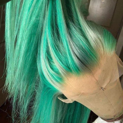 NHA Light Green with Grey Highlight Lace Front Wig