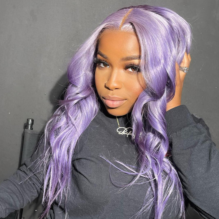 NHA Light Purple Wavy Lace Front Wig Shop Looks