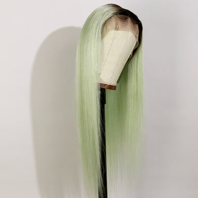 NHA Mink Green Straight Ombre Lace Front Wig