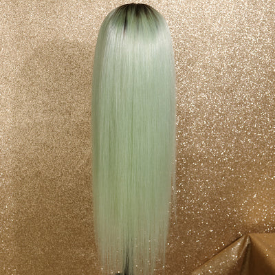 NHA Mink Green Straight Ombre Lace Front Wig