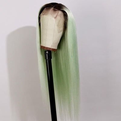 NHA Mink Green Straight Ombre Lace Front Wig