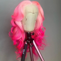NHA Natural Wave Light Pink and Dark Pink Ombre Lace Wig