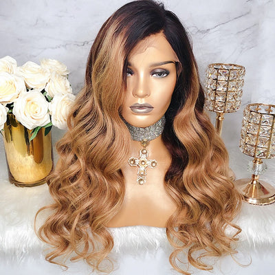 NHA Ombre Natural Wavy Virgin Hair Lace Front Wig