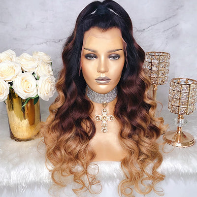 NHA Ombre Natural Wavy Virgin Hair Lace Front Wig