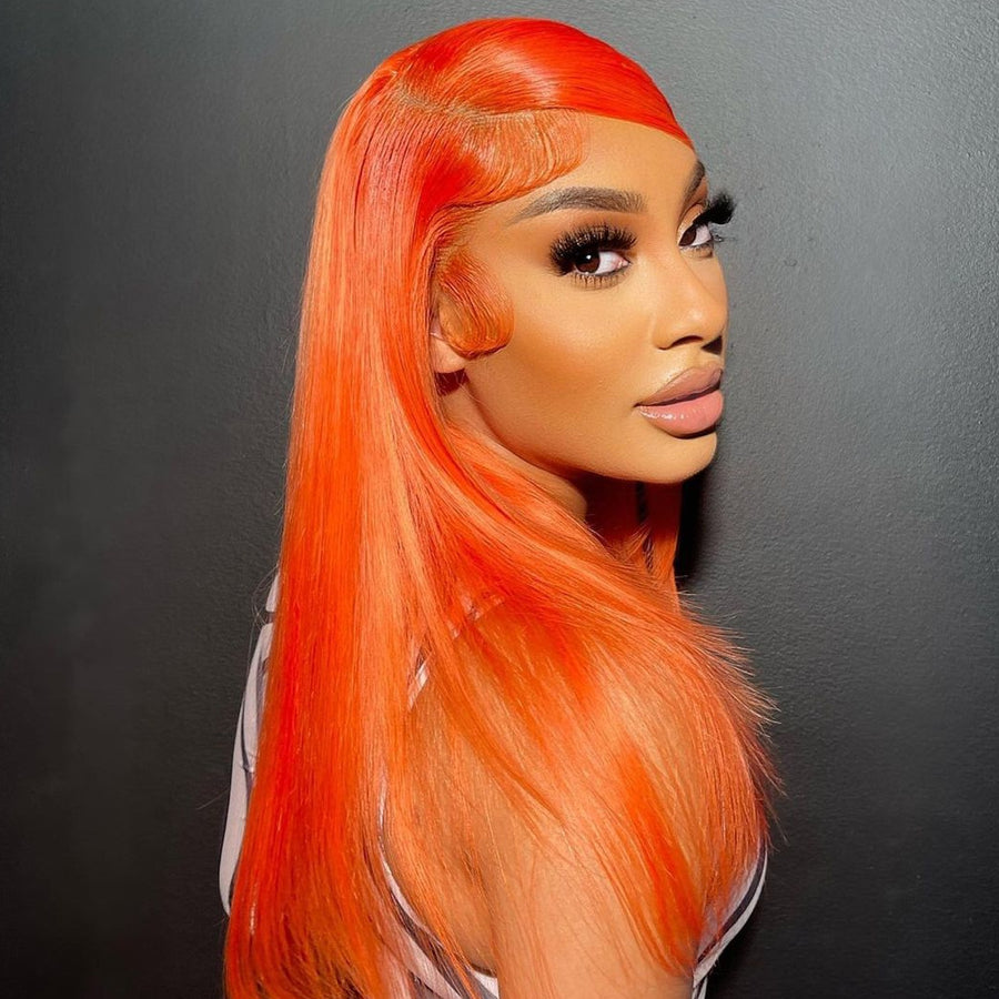 NHA Orange Straight Lace Front Wig