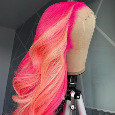 NHA Pink Highlight Wavy Lace Front Wig