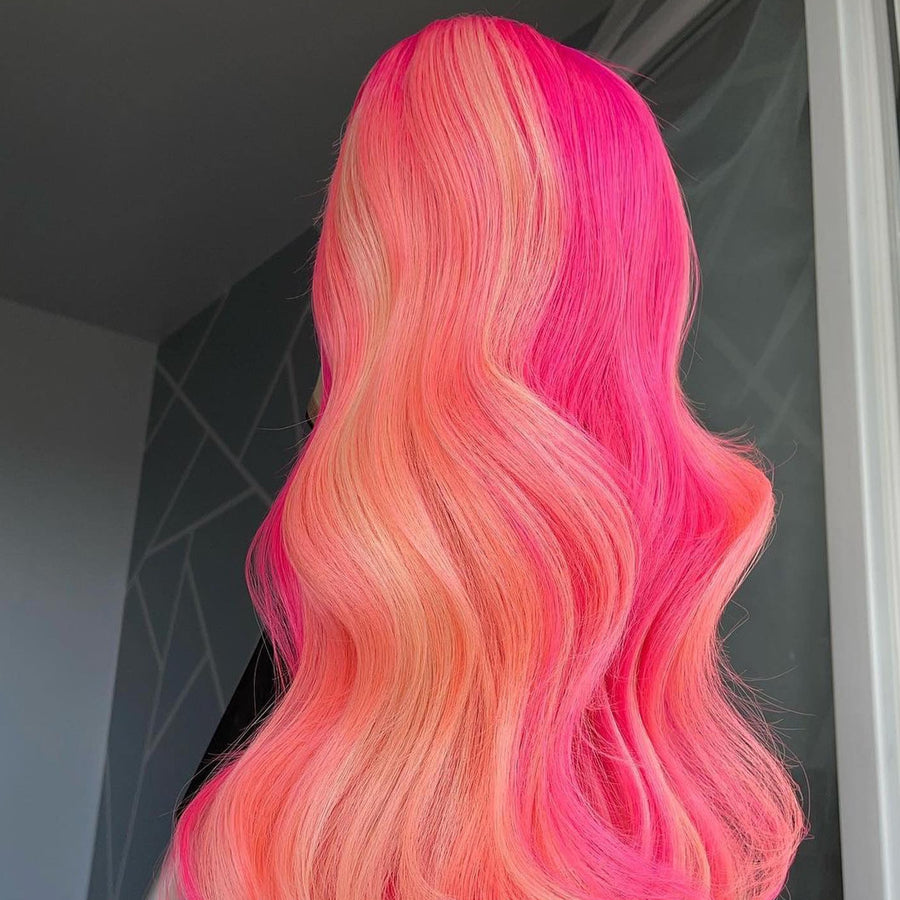 NHA Pink Highlight Wavy Lace Front Wig