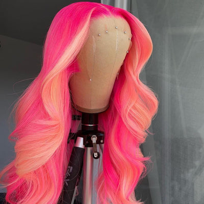NHA Pink Highlight Wavy Lace Front Wig