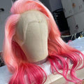 NHA Punch Pink Color Ombre Wavy Lace Front Wig