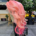 NHA Punch Pink Color Ombre Wavy Lace Front Wig