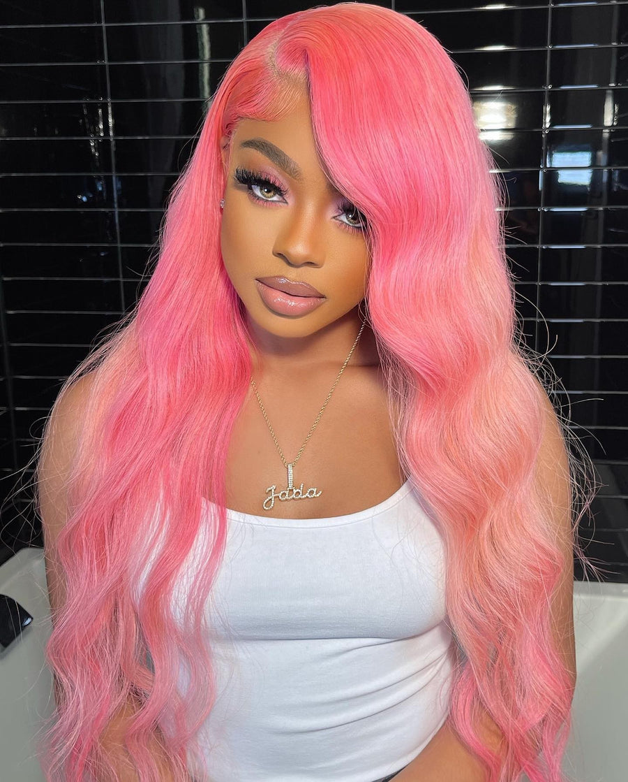 NHA Punch Pink Wavy Lace Front Wig Shop Looks