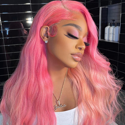 NHA Punch Pink Wavy Lace Front Wig Shop Looks