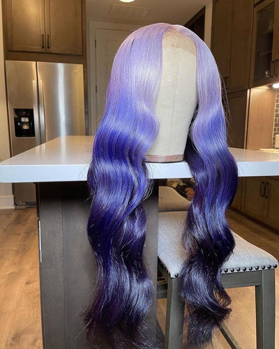 NHA Purple Wavy Ombre Lace Front Wig