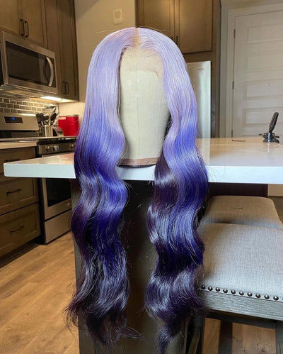 NHA Purple Wavy Ombre Lace Front Wig