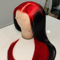 NHA Red Black Straight Lace Front Wig