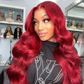 NHA Red Long Wavy Lace Wig