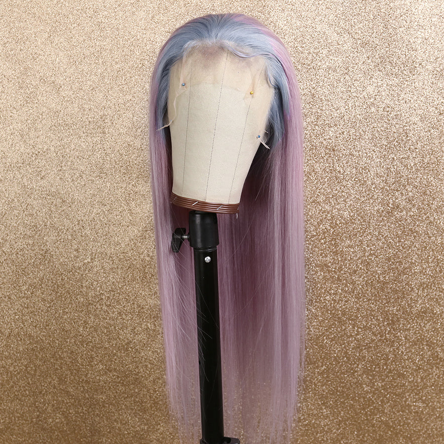 NHA Rose Pink Color Ombre Straight Lace Front Wig