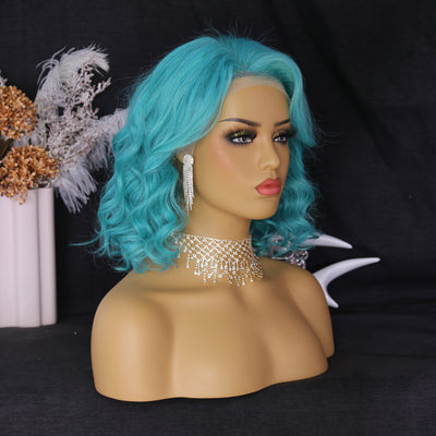 NHA Sapphire Blue Curly Lace Front Wig