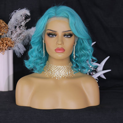 NHA Sapphire Blue Curly Lace Front Wig
