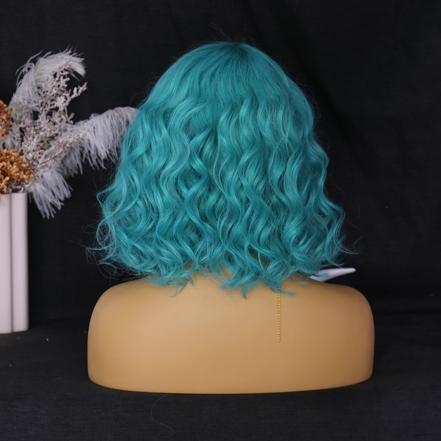 NHA Sapphire Blue Curly Lace Front Wig