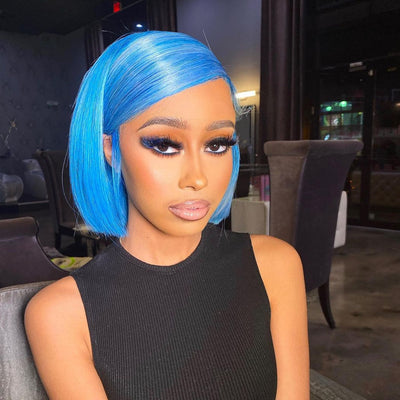 NHA Sky Blue BOB Lace Front Wig