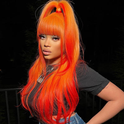 NHA Sunset Orange Lace Front Wig Shop Looks