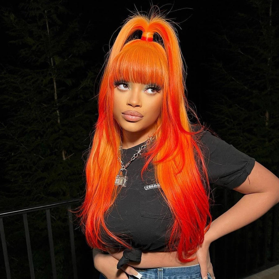 NHA Sunset Orange Lace Front Wig Shop Looks