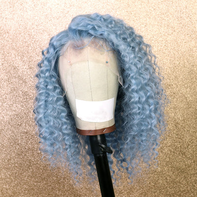 NHA Teal Blue Curly Style Lace Front Wig