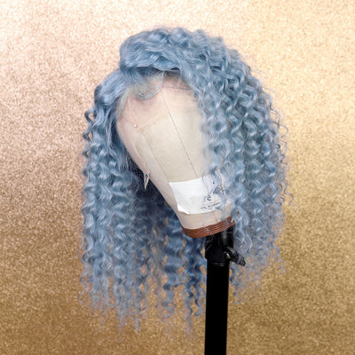NHA Teal Blue Curly Style Lace Front Wig