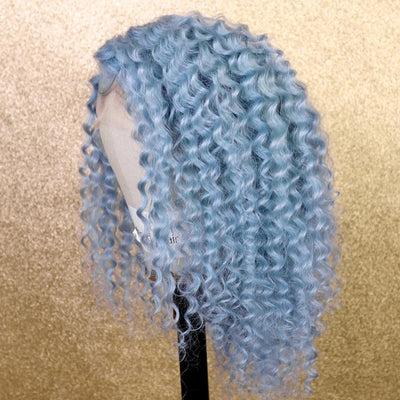 NHA Teal Blue Curly Style Lace Front Wig